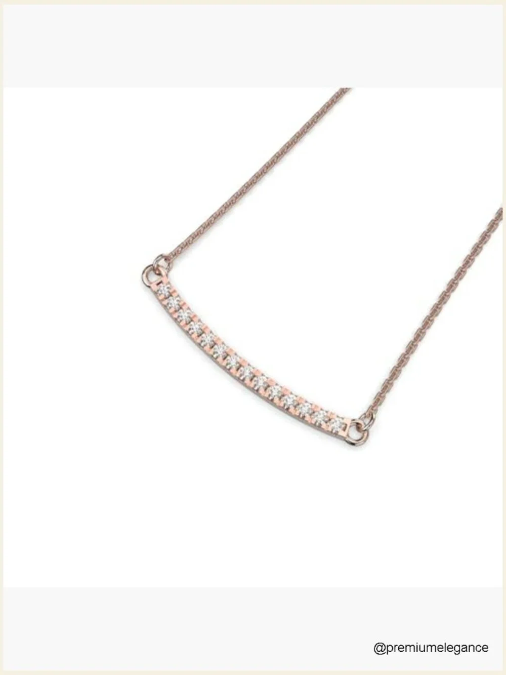 Sparkling Zircon Bar Necklace, Minimalist Pendant, Dainty Rose Gold Tone Chain,